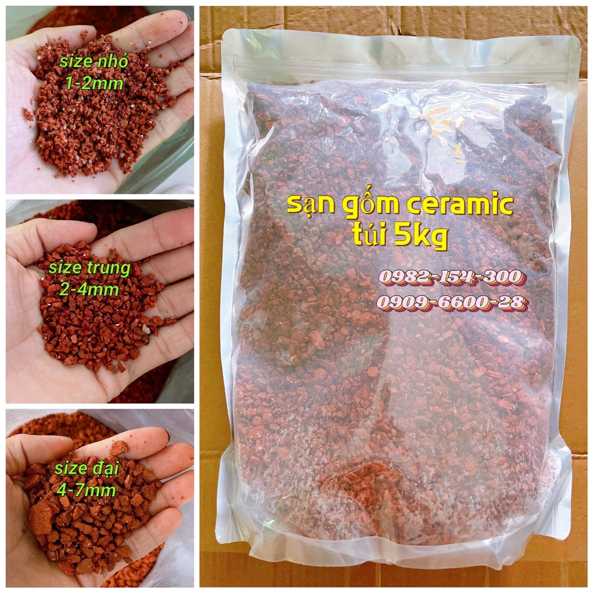 Sạn Gốm Ceramic Soil không trộn đá _ Nền gốm trãi nền hồ cá thủy sinh. Bao 5kg