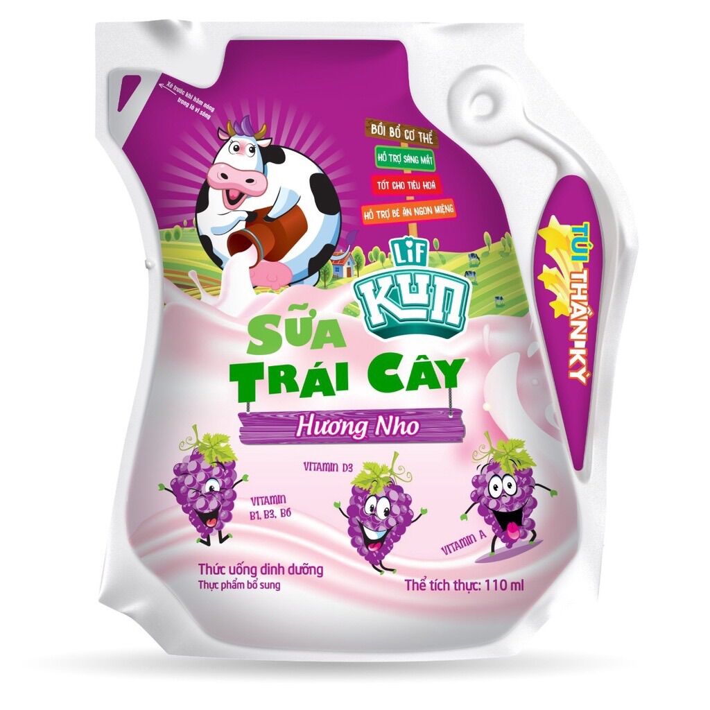 THÙNG 24 TÚI SỮA KUN 110ML MIX VỊ (24 túi x 110ml)