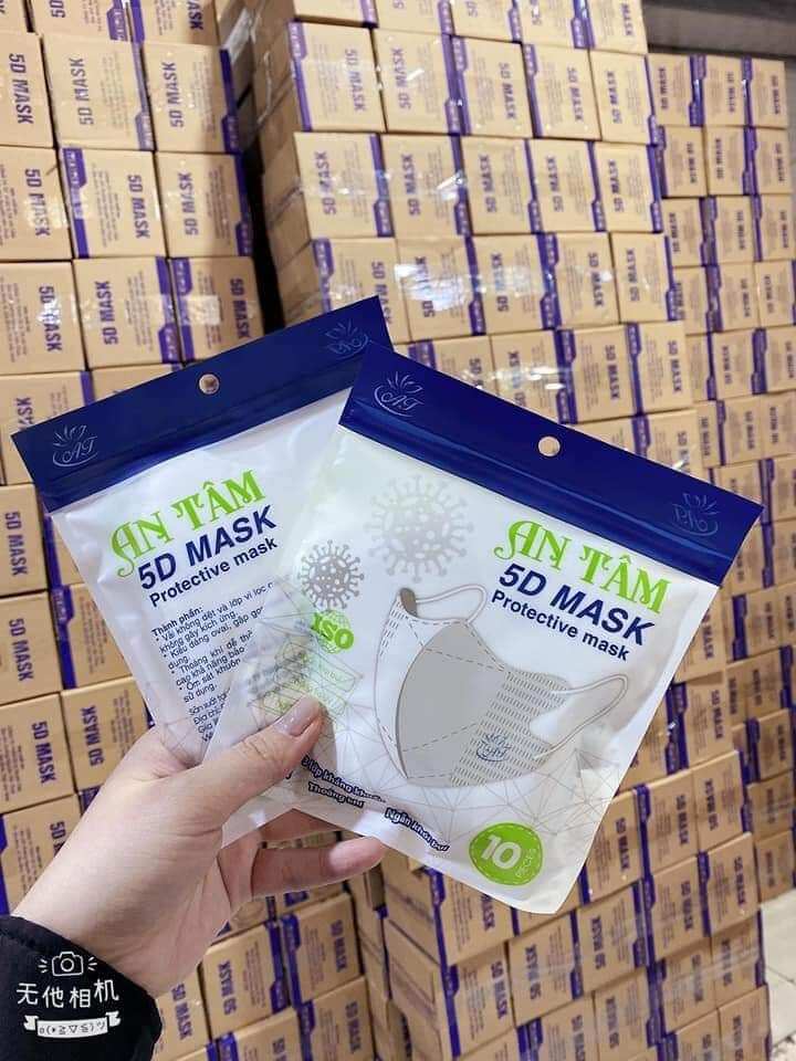 Thùng 100 chiếc khẩu trang y tế 5d mask An Tâm 3 lớp giấy kháng khuẩn bảng màu thái giá sỉ