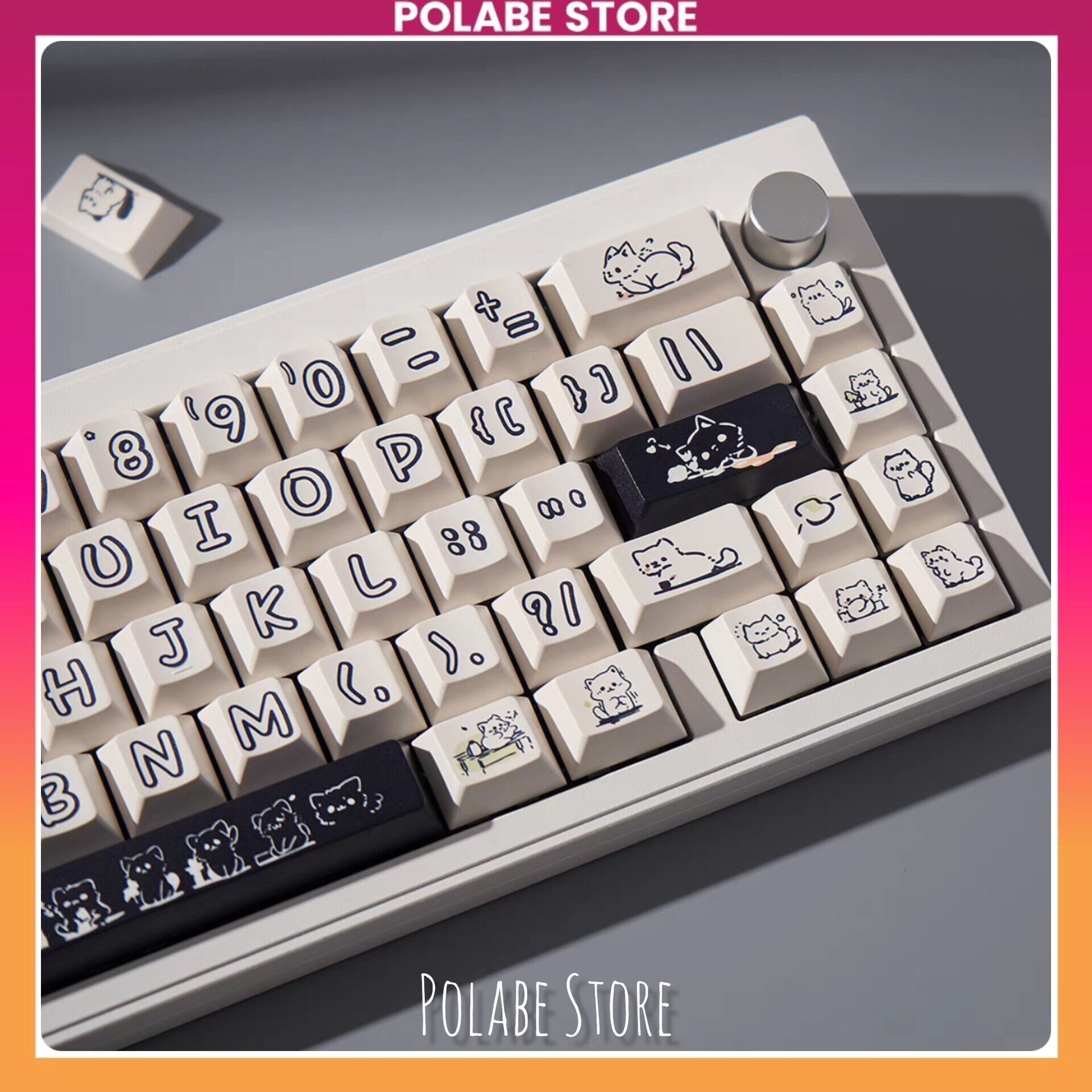 Keycap Tuya Cat Cherry profile chất liệu PBT bàn phím cơ Polabe Store