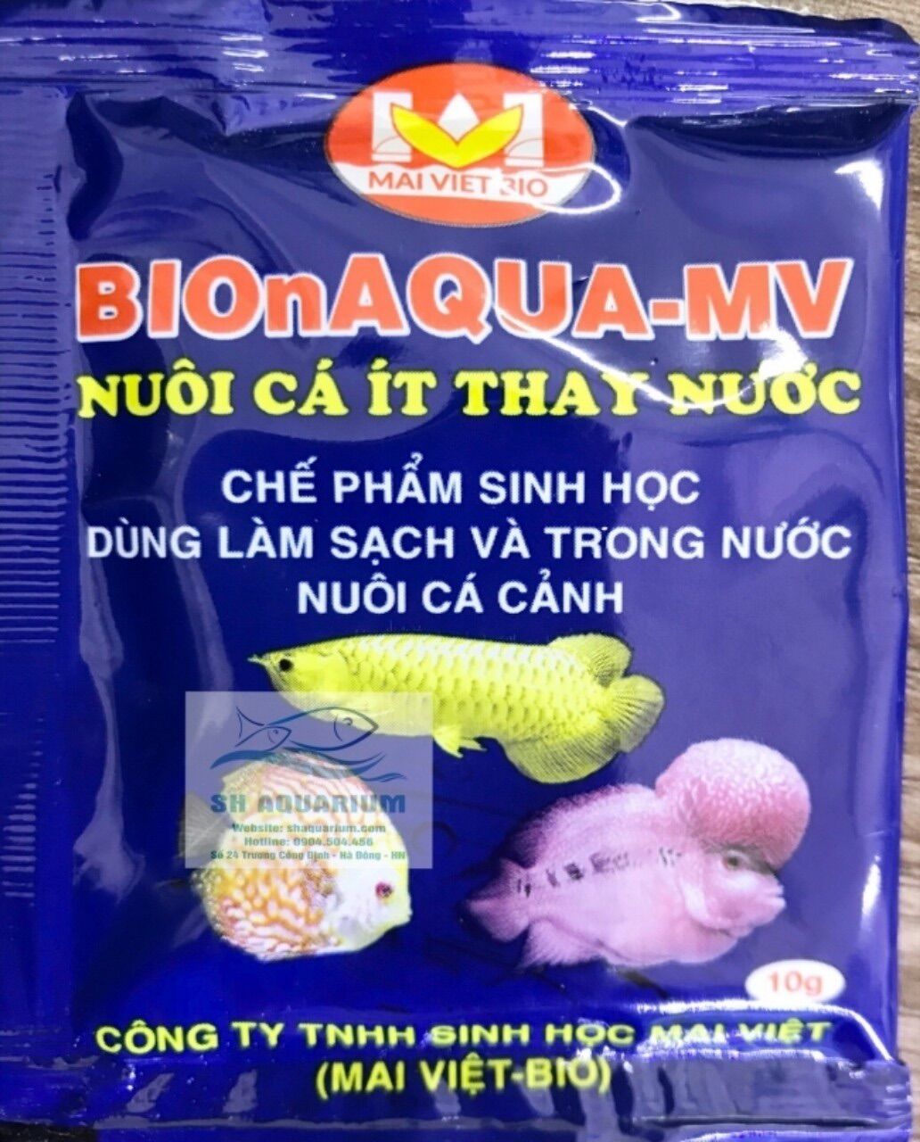 Chế phẩm sinh học BIOnAQUA-MV nuôi cá ít thay nước, làm trong nước bể cá