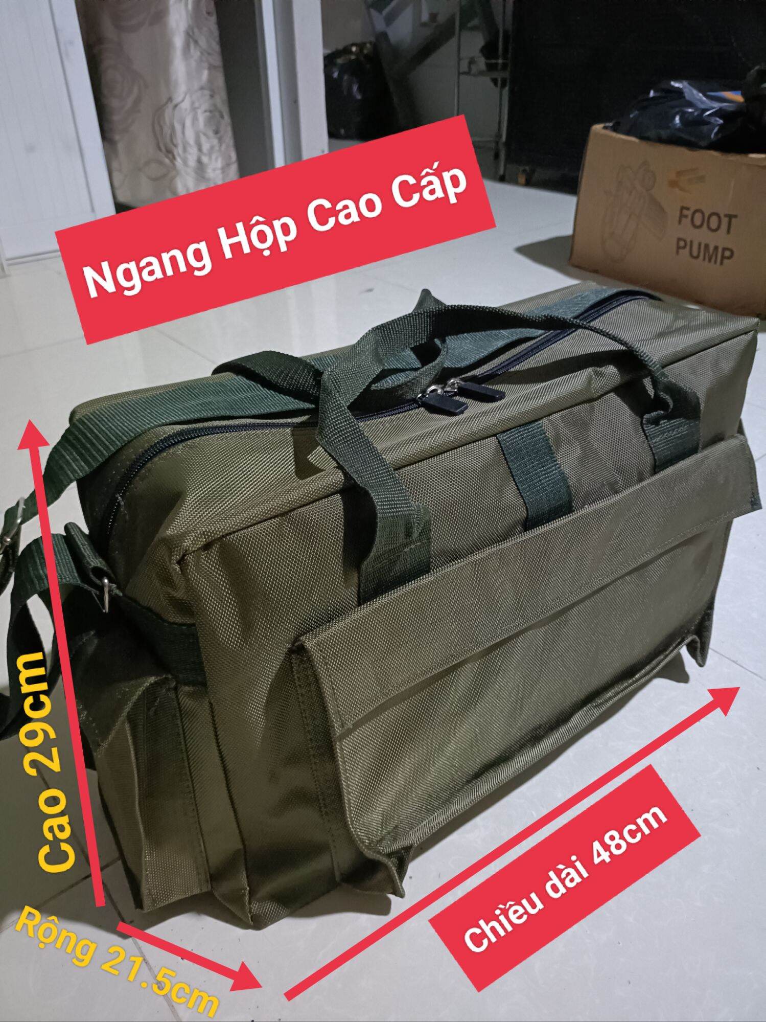 Túi đựng đồ nghề ngang hộp dán 5 ngăn cao cấp may siêu kĩ