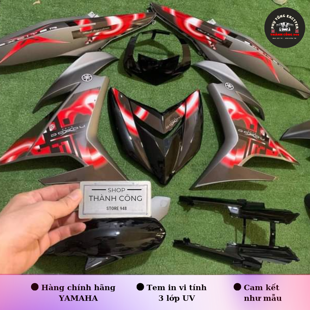 Dàn áo Exciter 150 Xám Đen mẫu tem X + Tặng Tem , Baga