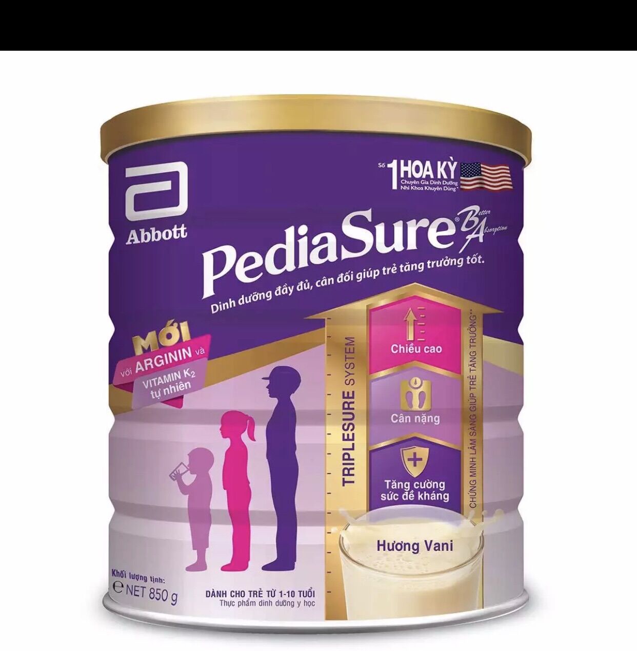 Sữa bột abbott pediasure 850g hương vani