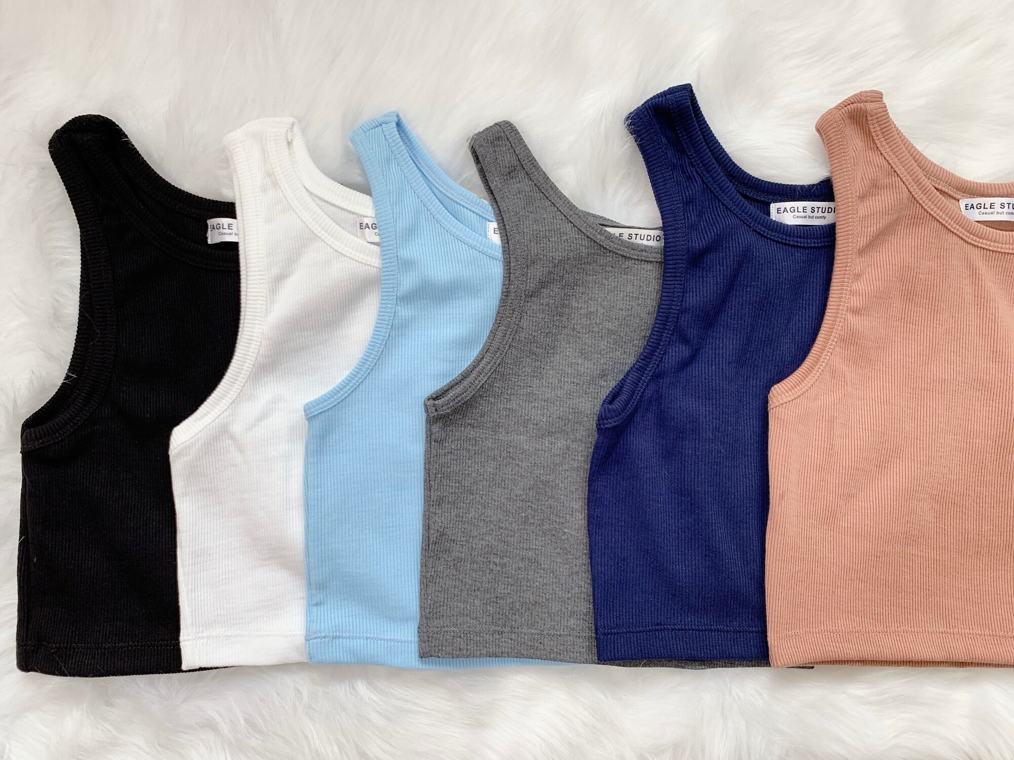 Áo ba lỗ trơn dáng croptop chất thun gân Mỹ (Basic TankTop)