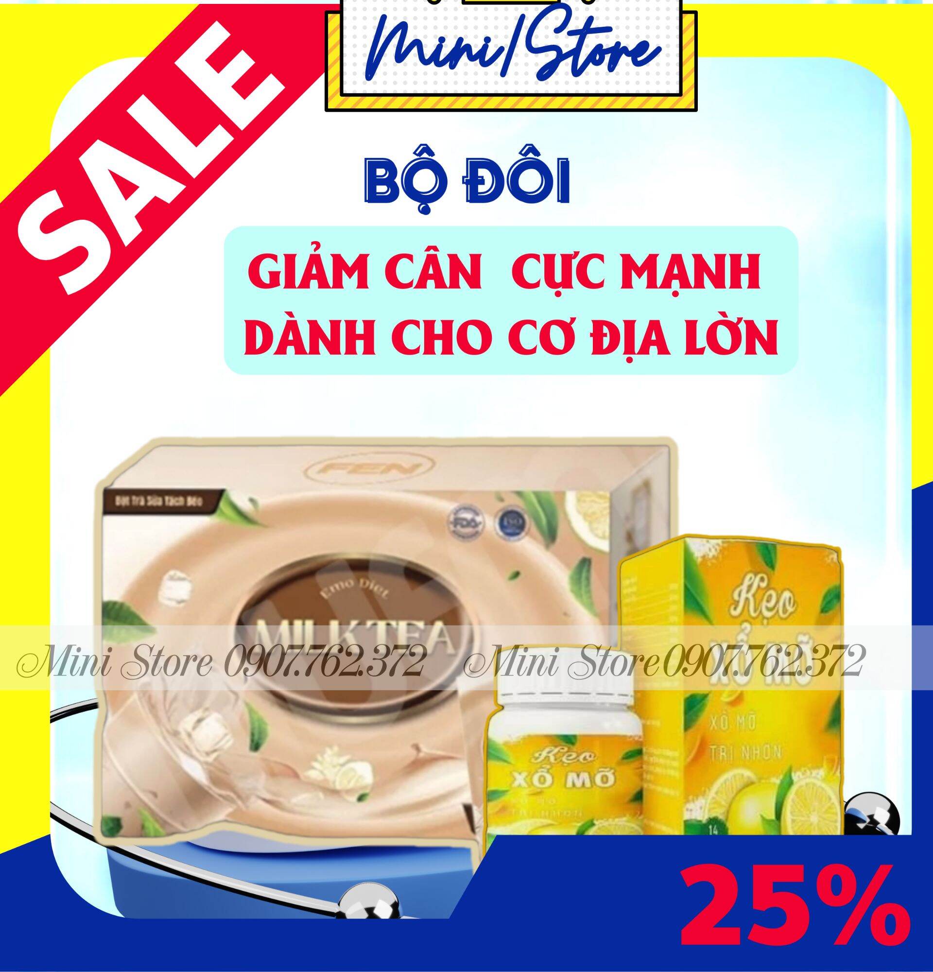 Combo bột trà sữa tách béo kèm kẹo xổ mỡ đêm/ giúp giảm mỡ bụng nhanh không gây mệt