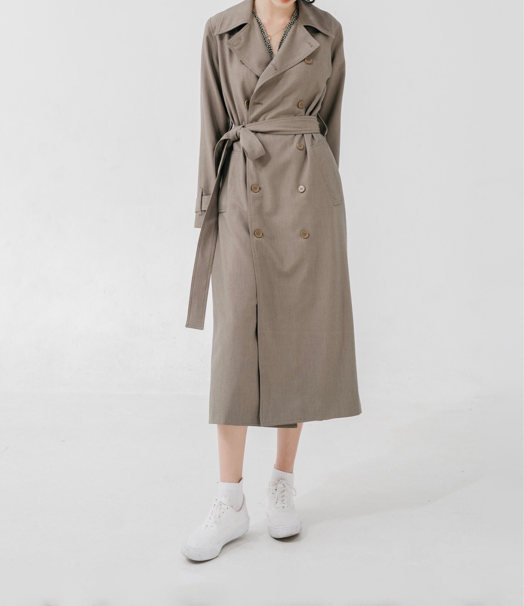 [Tong’s] Áo trench coat dáng ôm ( có co giãn)