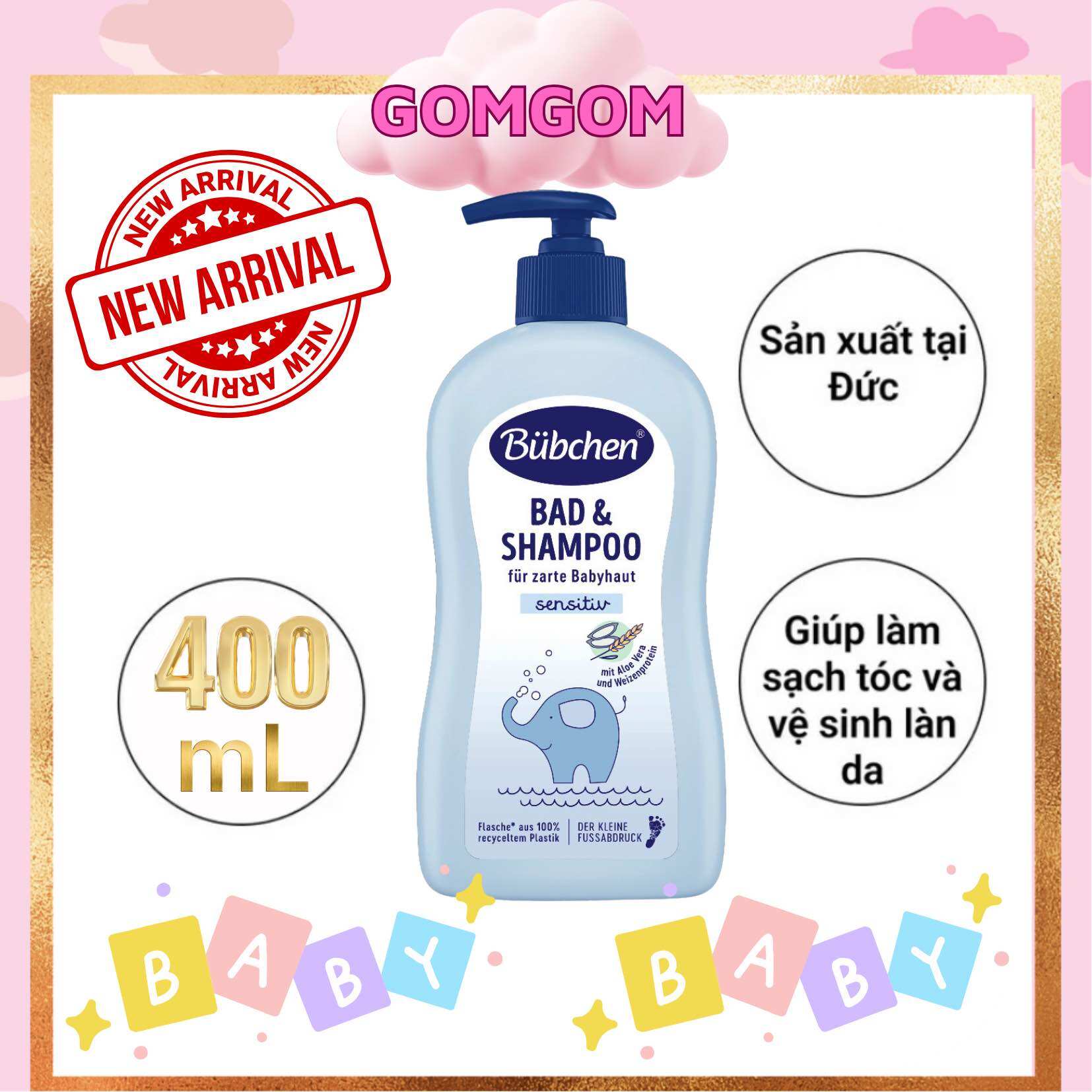 Sữa tắm gội trẻ em 2in1 Bubchen lô hội và protein lúa mì 400ml