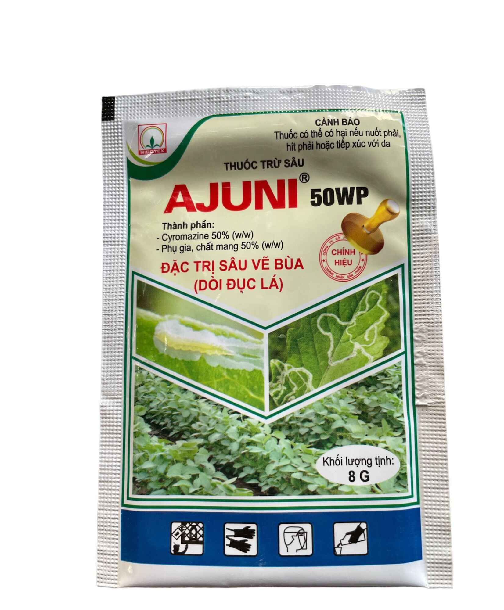 Gói trừ sâu vẽ bùa cây trồng Ajuni 50WP 8gr