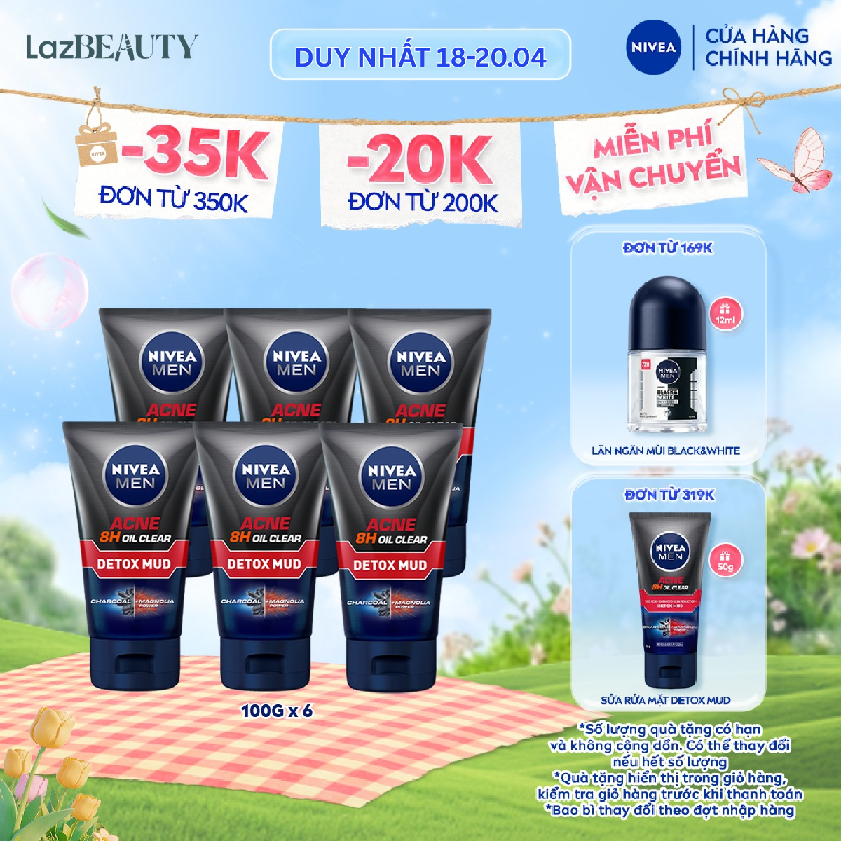 Bộ 6 Sữa Rửa Mặt Bùn Khoáng NIVEA MEN Kiểm Soát Nhờn  Ngừa Mụn (100g) - 83940