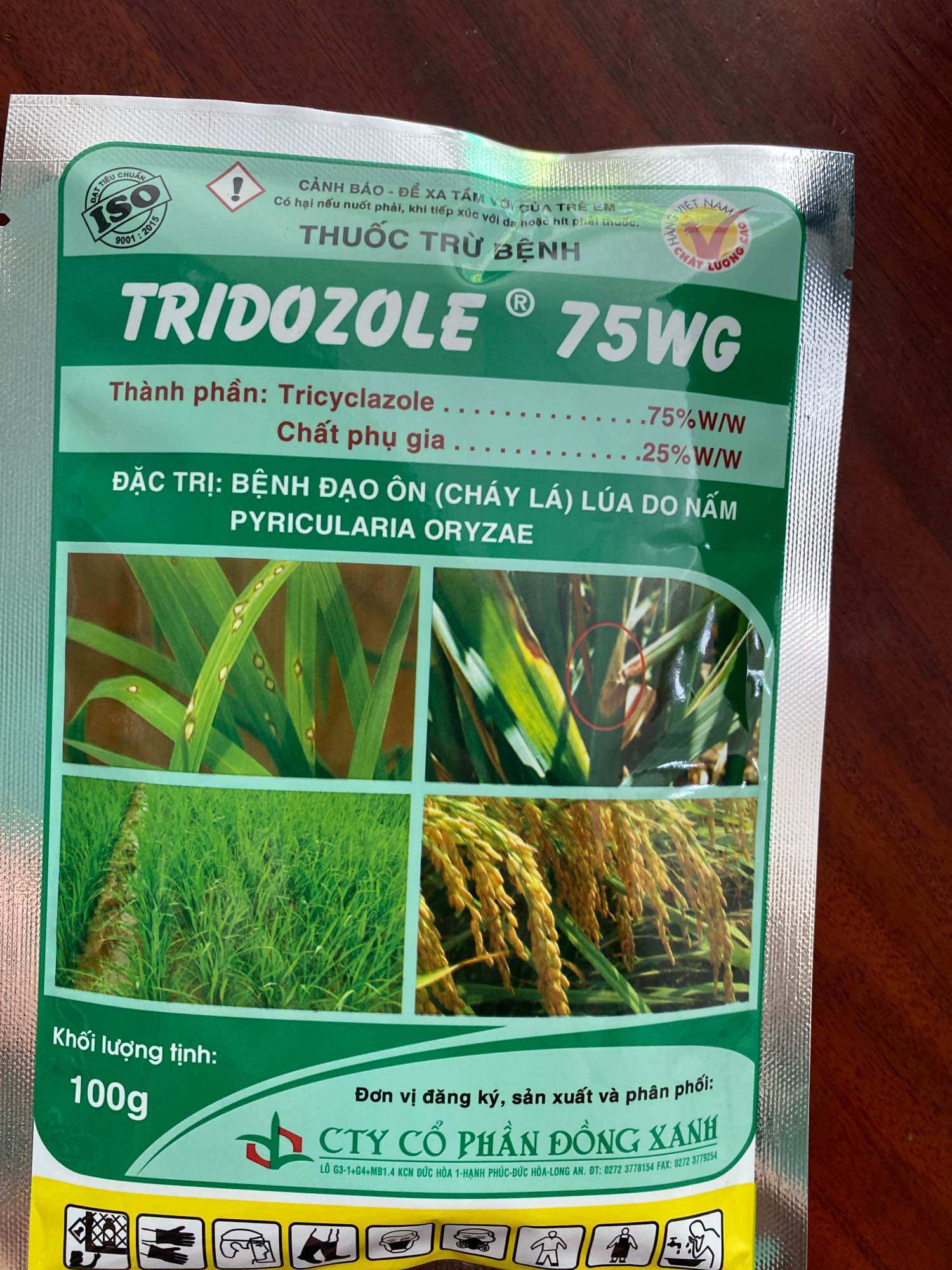 TRIDOZOLE 75WG (Dạng Cốm)100g Đặc trị bệnh đạo ôn ( cháy lá) lúa do nấm PYRICULARIA ORYZAE.