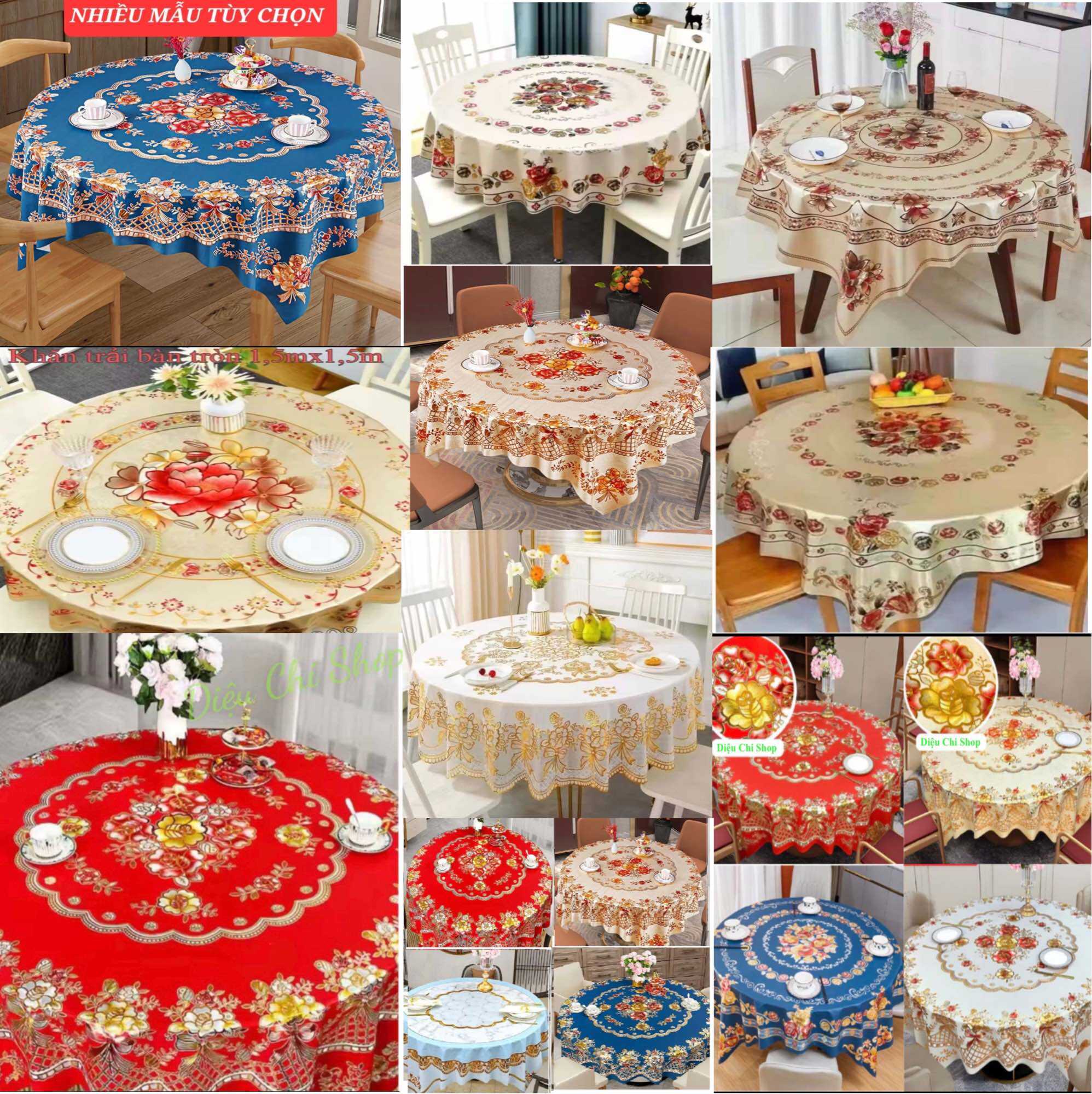 Khăn trải bàn tròn 3d 1m5 sang trọng-nhiều mẫu lựa chọn