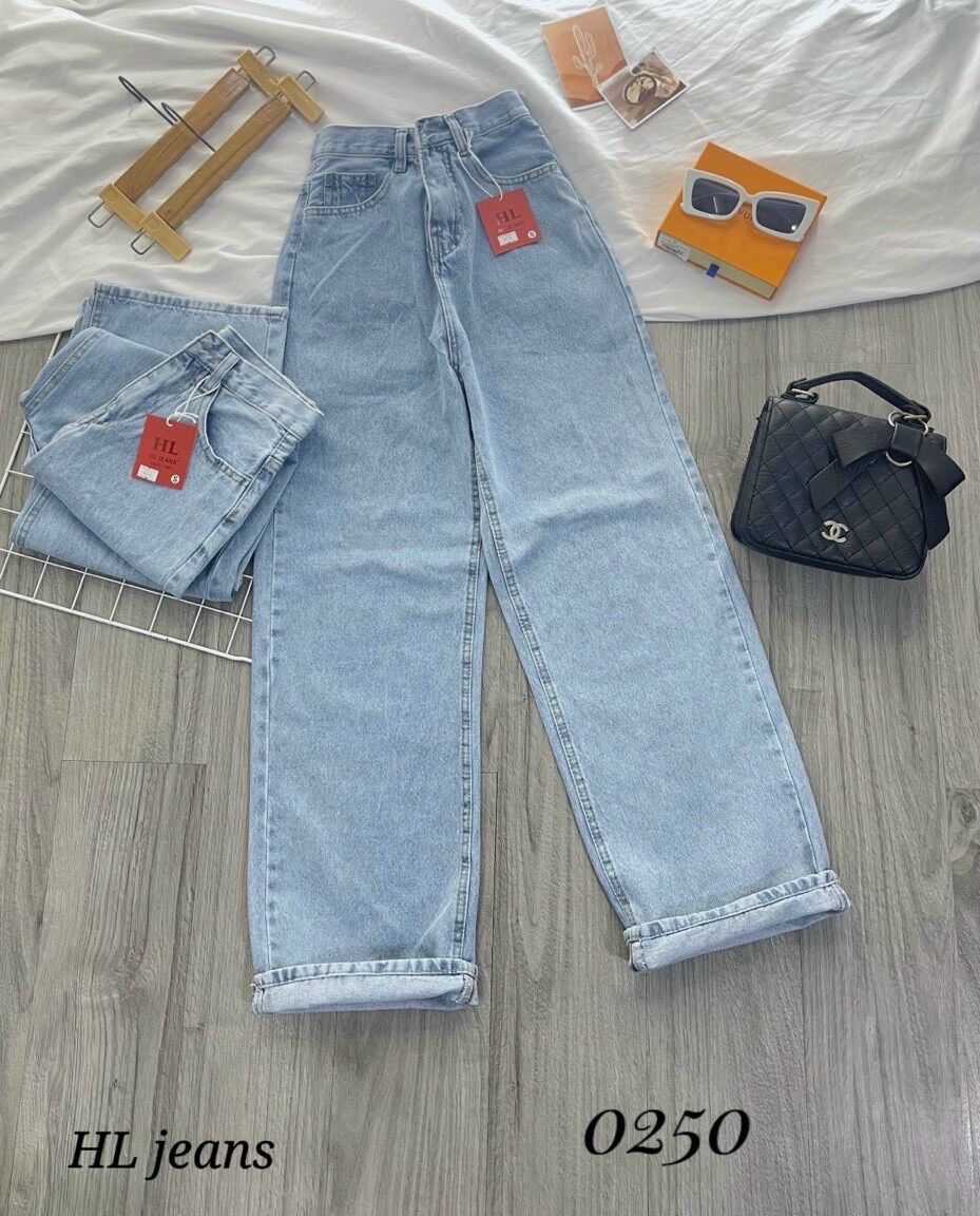 Baggy Jeans Lưng Cao Ống Suông Basic