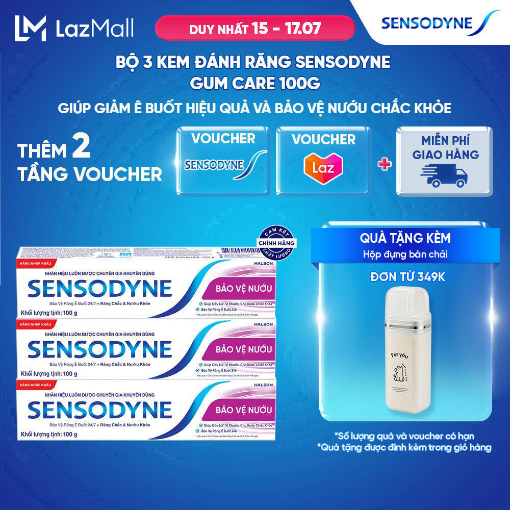 Bộ 3 Kem đánh răng SENSODYNE Gum Care 100g giúp giảm ê buốt và bảo vệ nướu chắc khỏe