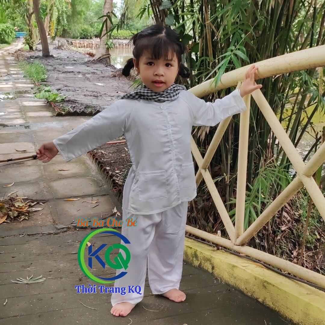 Bà Ba Cho Bé (8-45kg) - Bộ Dài Màu Trơn Vải Phi Lụa