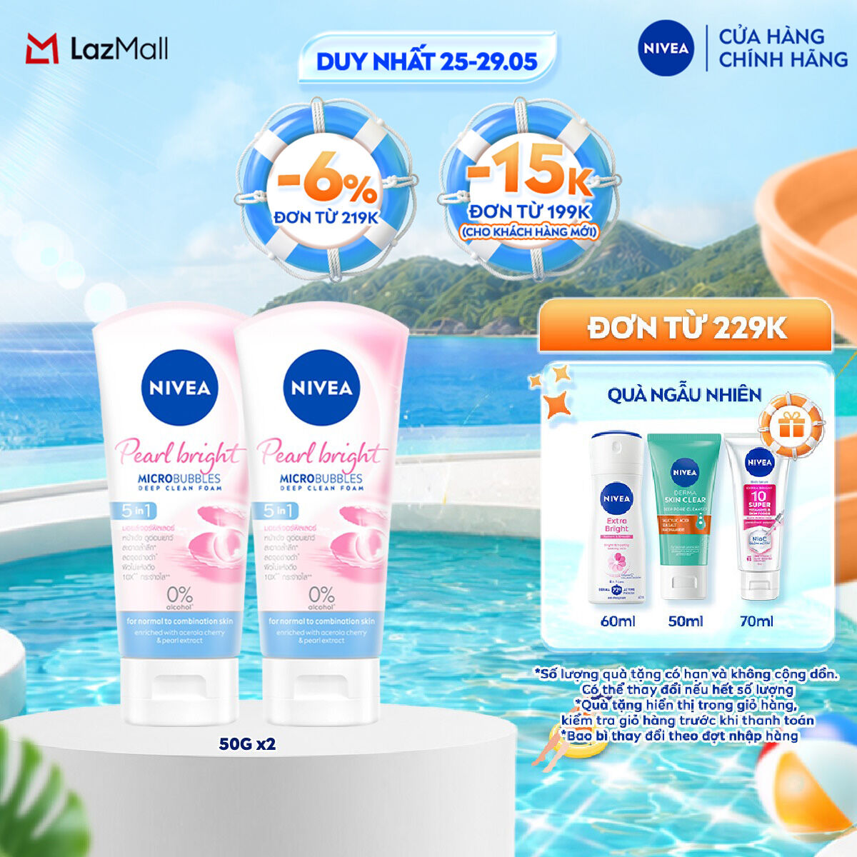 Bộ 2 Sữa Rửa Mặt NIVEA Pearl White Giúp Trắng Da Ngọc Trai (50 g) - 86704x2