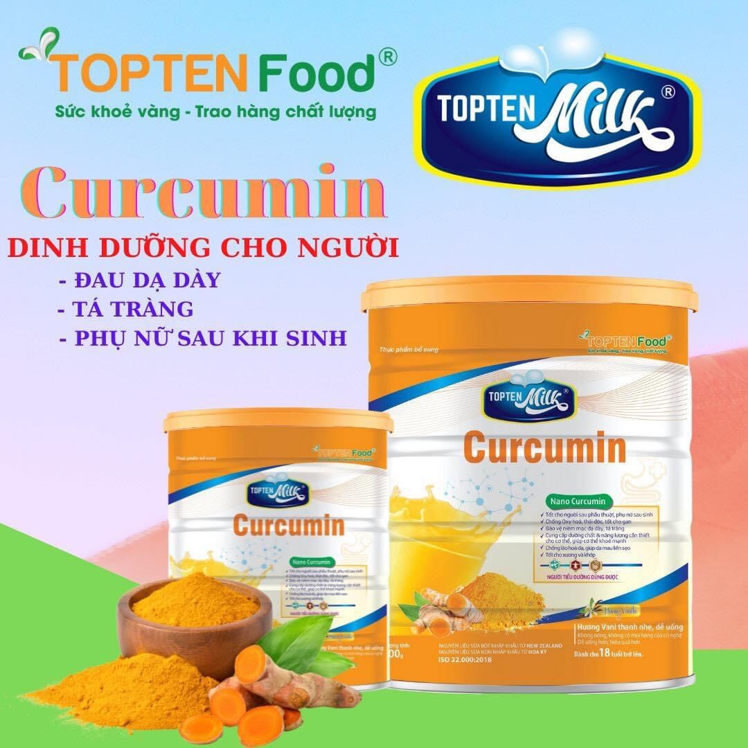 Sữa nghệ curcumin 800gr sữa cho người dạ dày - tá tràng toptenmilk