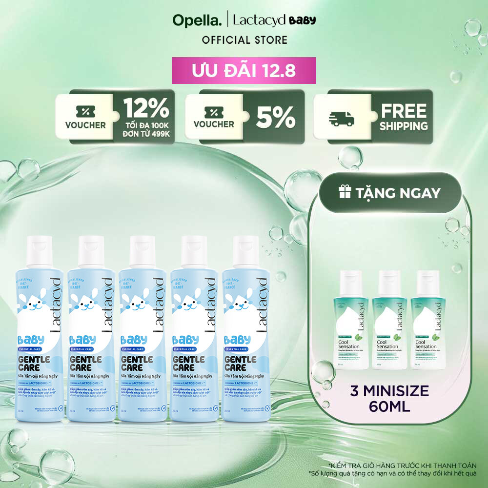 Bộ 5 Sữa Tắm Gội Trẻ Em Lactacyd Baby Gentle Care Bảo Vệ Dịu Nhẹ Cho Làn Da Nhạy Cảm 250ml/chai