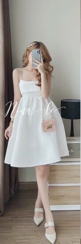 (SHOP BIGSIZE nữ 50kg đến 90kg) ĐẦM 2 DÂY BABYDOLL NƠ LƯNG BIGSIZE