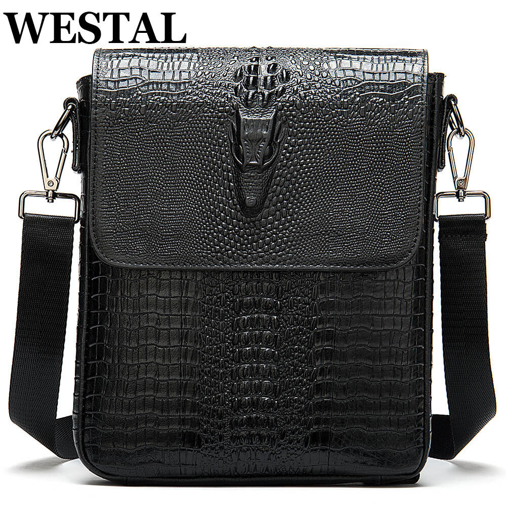 Westal Nam Vintage Messenger Túi Đeo Vai Da Thật Chính Hãng Da Túi Đeo Ngang Với Thiết Kế Giả Cổ Khóa Kéo