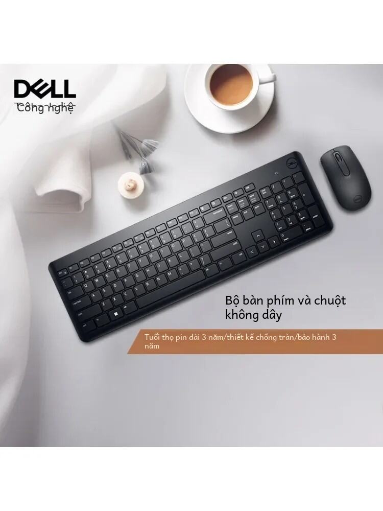 Bộ Bàn Phím Chuột Không Dây Dell Km3322w Cho Laptop Văn Phòng Usb Bên Ngoài Màu Đen Kết Nối 2.4ghz Với Bàn Phím Phim 100 Phím