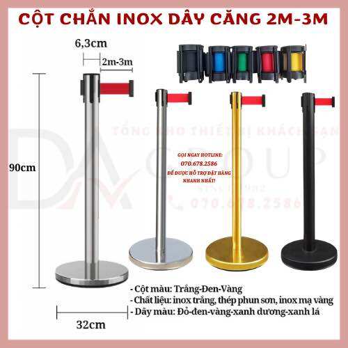 Cột chắn inox phân luồng xếp hàng, cột chắn phân cách lối đi