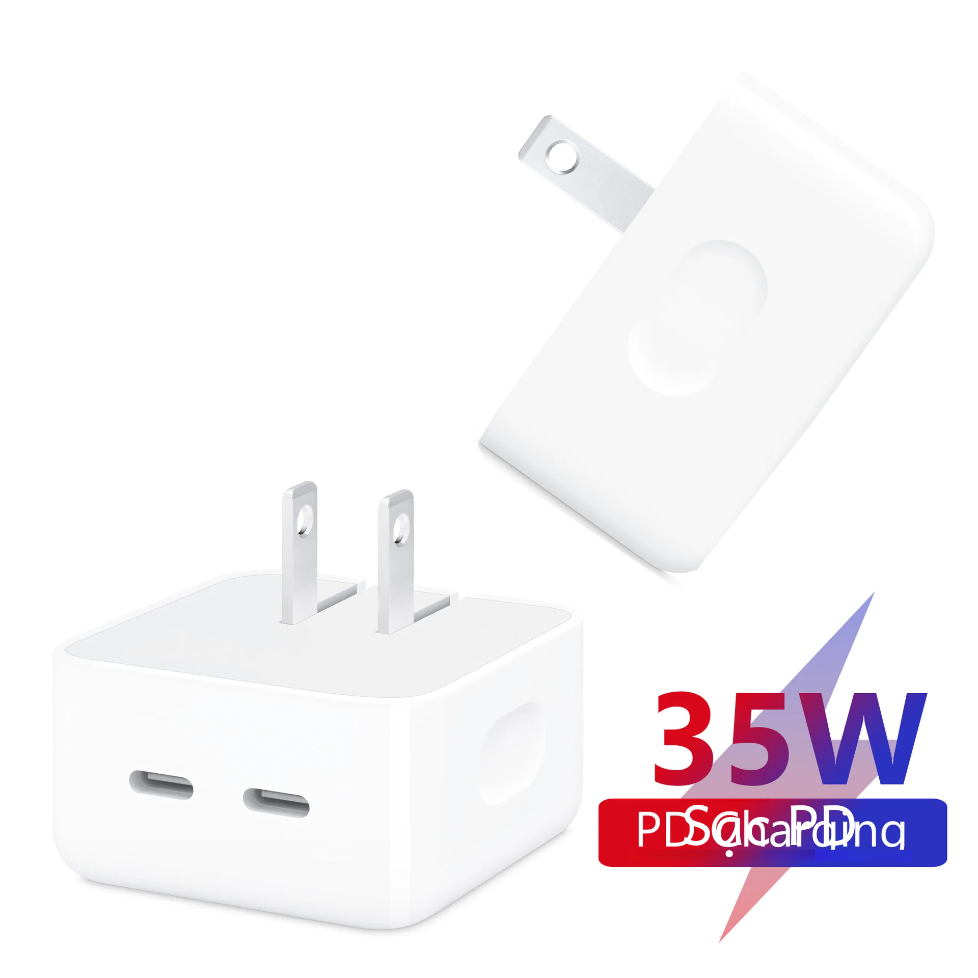 Cổng USB-C Kép 35W Khối Sạc Nhanh Có Thể Gập Lại Sạc Tường Cho iPhone 15/14/13 Pro Max Ipad bộ Chuyển Đổi Nguồn Điện Có Sạc Thông Minh