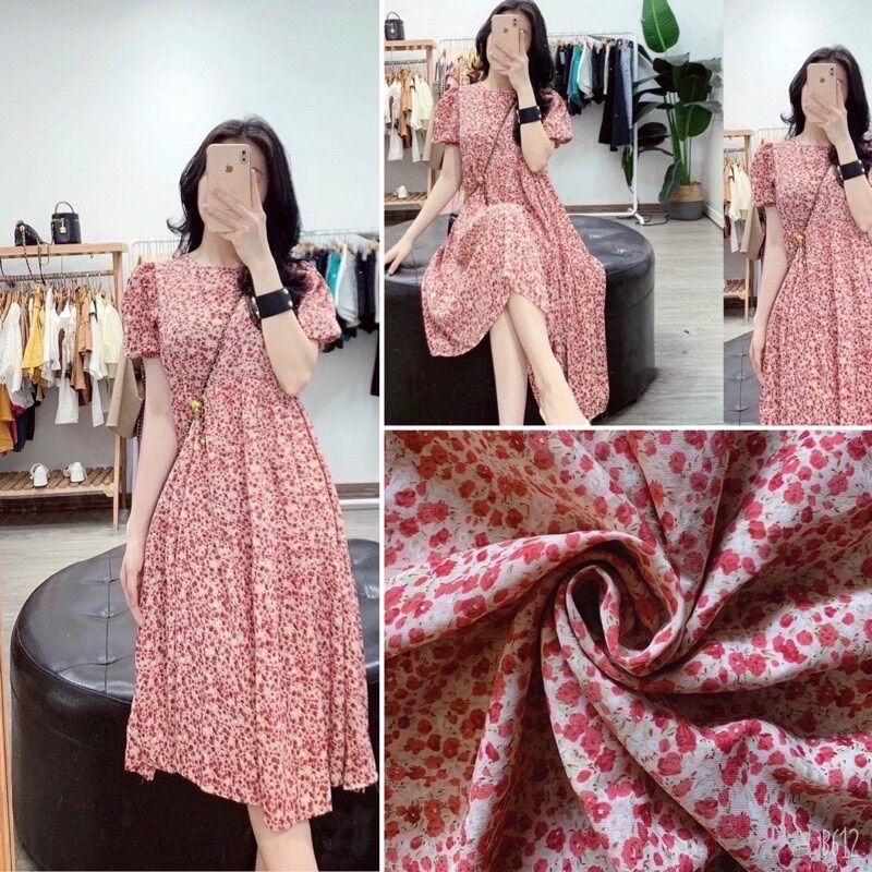 Đầm bầu hoa nhí dự tiệc thời trang