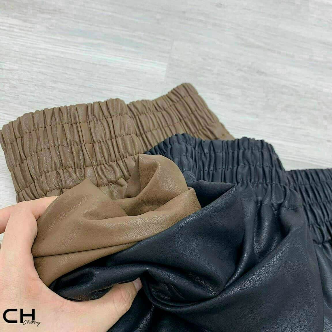 Quần short da nữ lưng chun cao cấp