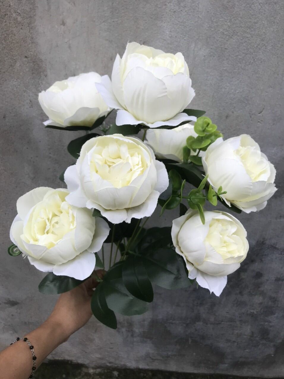 Cụm Hoa Trà Đavit 7 Bông Siêu Xinh_ hoa lụa cao cấp