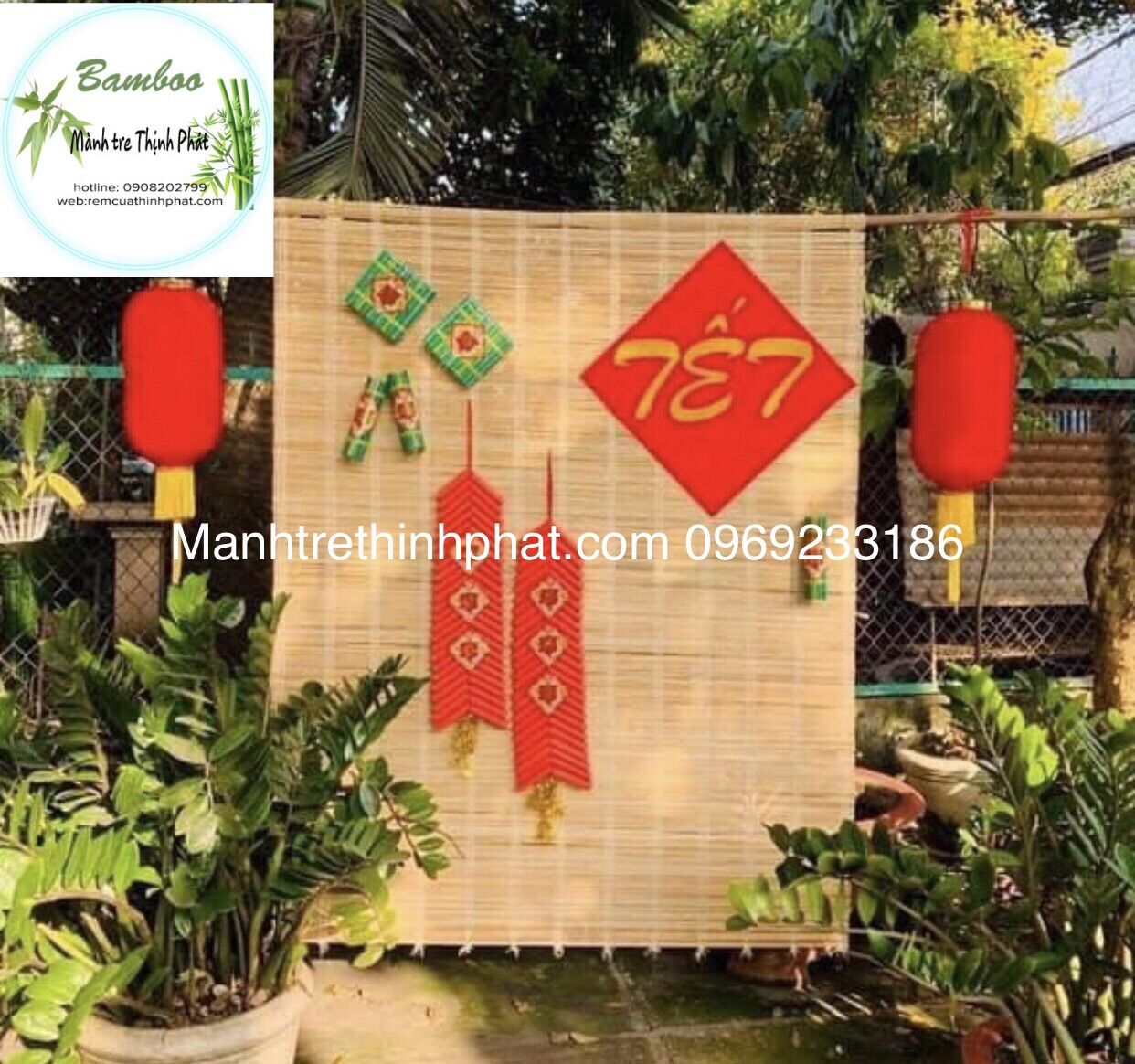 Sỉ Lẻ tấm mành tre trang trí Tết giá rẻ . Mành cọ trang trí 2 mặt. Mành cọ đóng trần.