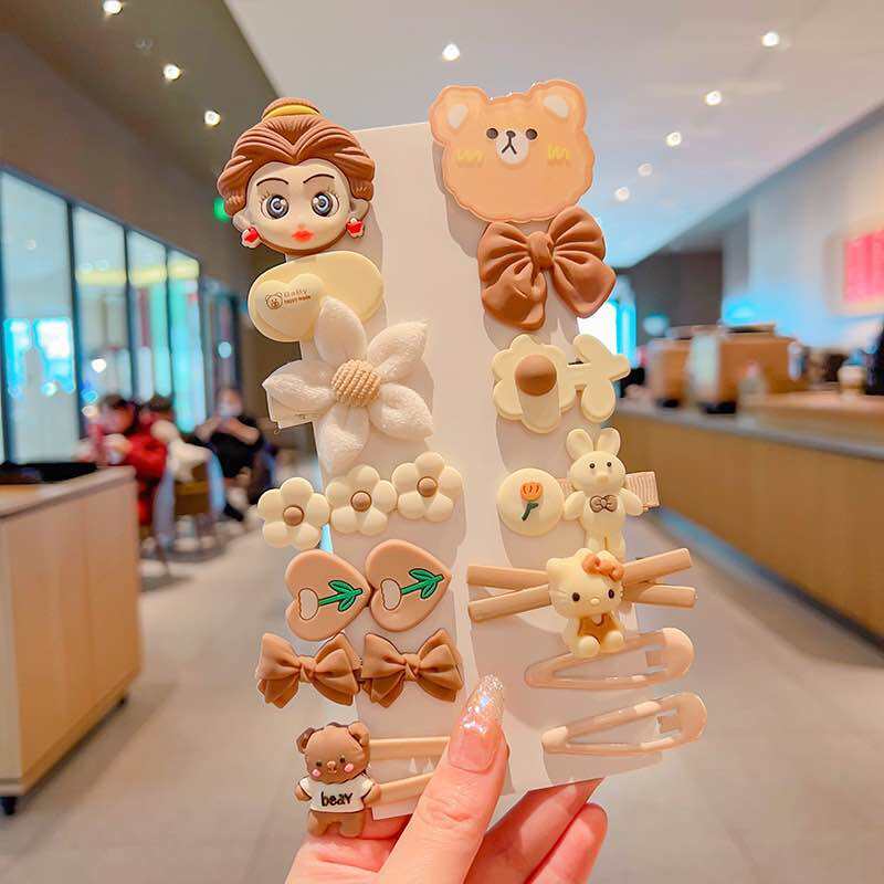 Vỉ 14 kẹp gấu hồng dễ thương cho bé gái