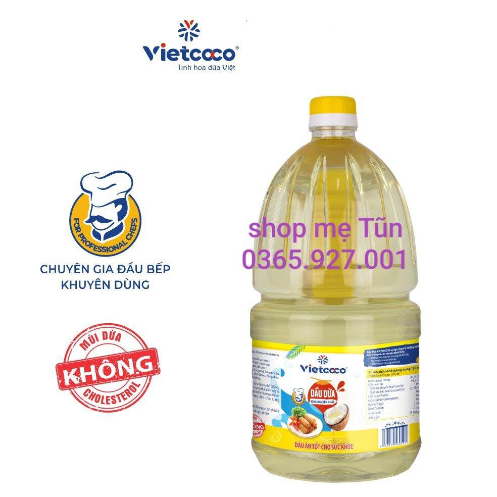 dầu ăn dừa vietcoco 2l (100% nguyên chất)
