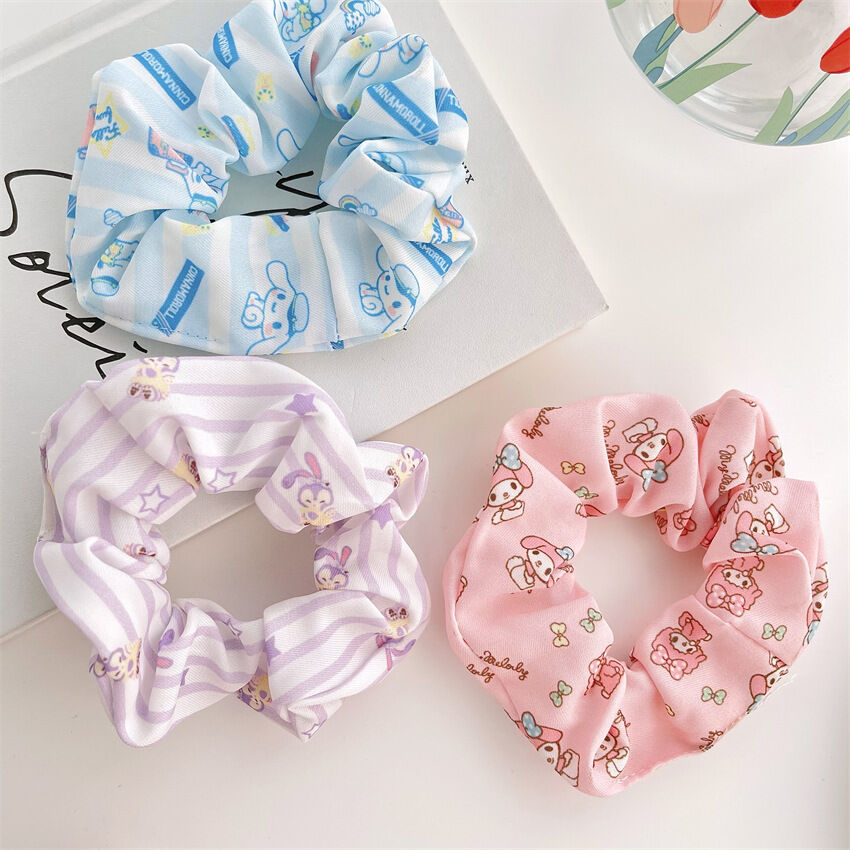 Dây cột tóc scrunchies họa tiết hoạt hình