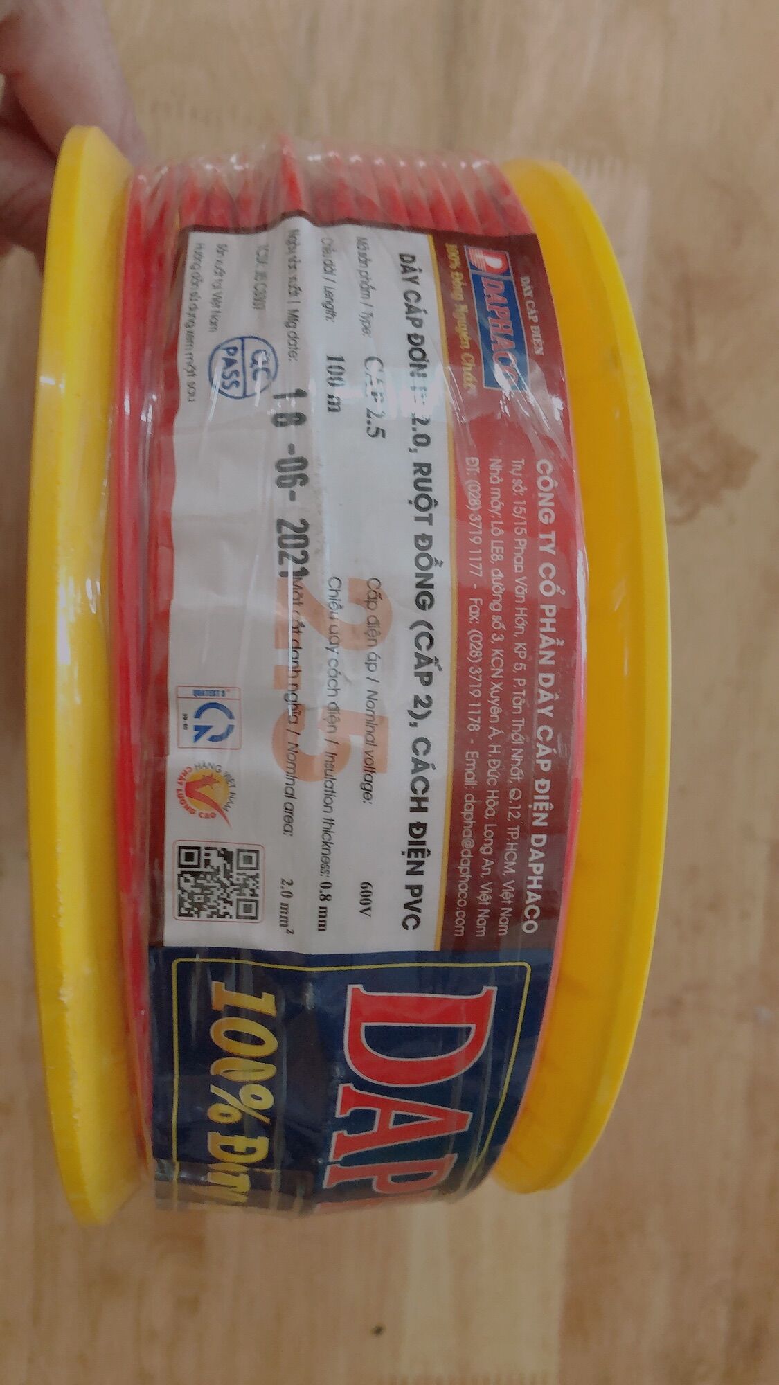 Dây 2.5mm2 7 lõi đồng 100% hiệu ( DAPHACO)