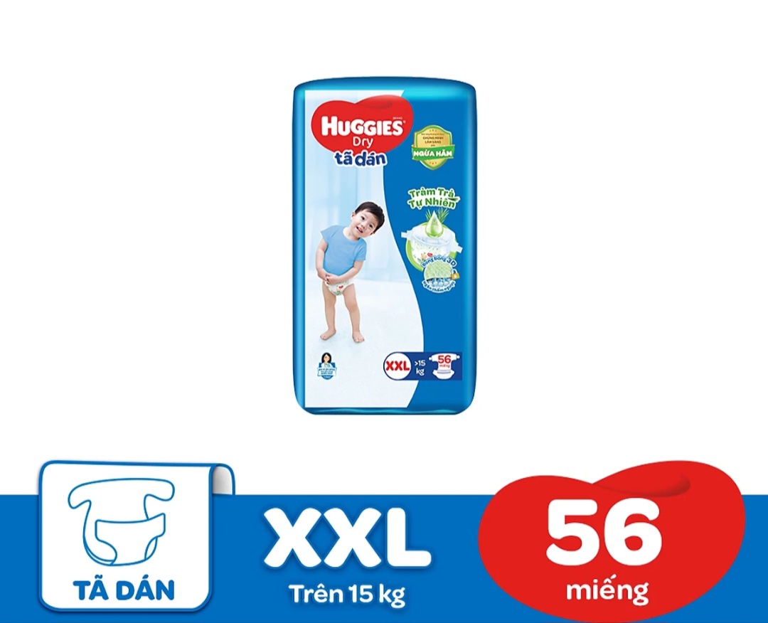 Tã dán huggies dry xxl56 tràm trà