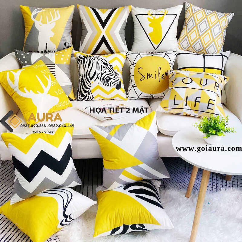 Gối tựa lưng văn phòng gối tựa sofa gối trang trí gối tựa lưng sofa gối trang trí sofa cao cấp họa tiết 2 mặt giống nhau gối vuông tựa lưng gối sofa 45x45cm