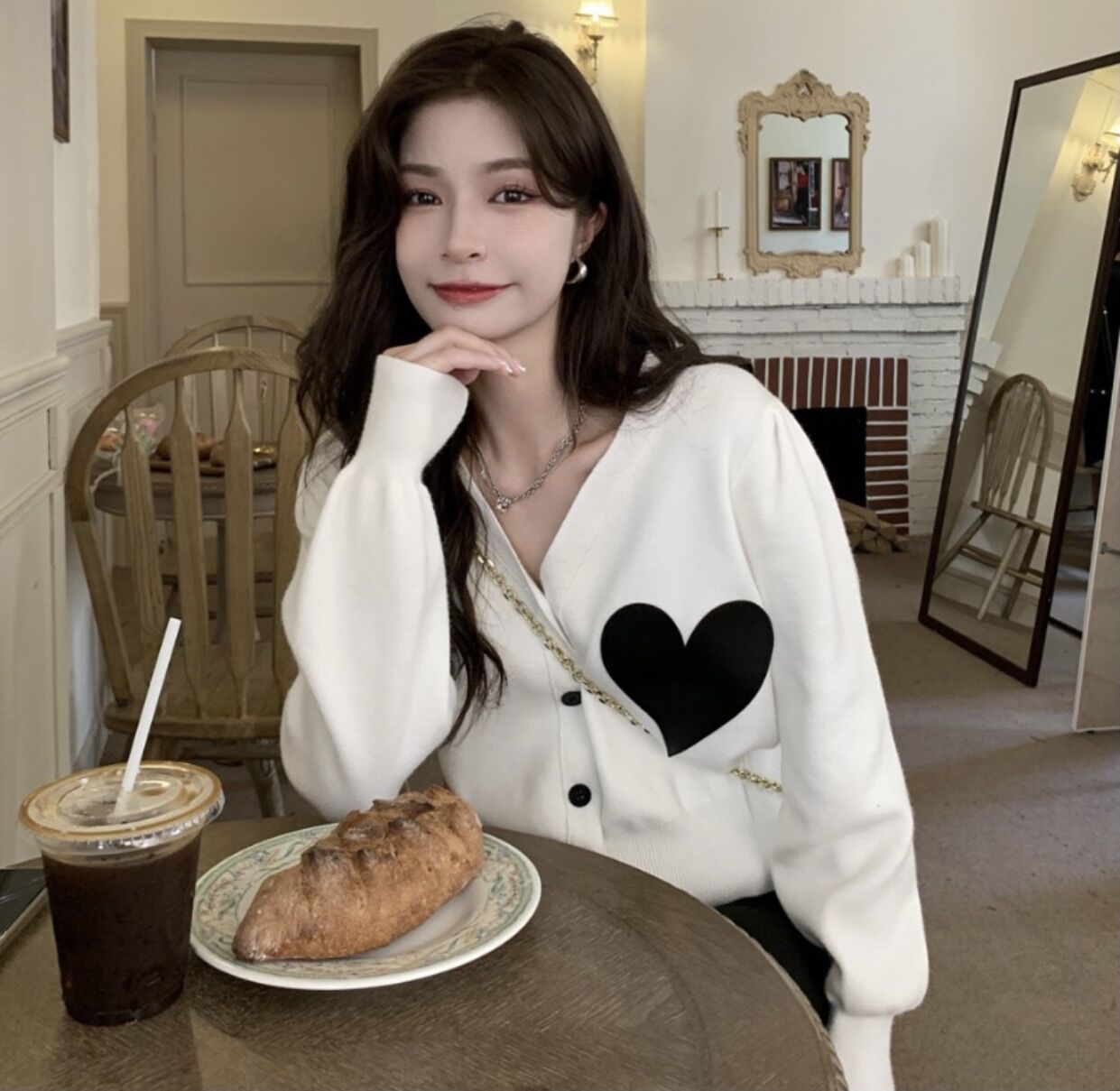 Áo khoác cardigan hình tim Quảng Châu siêu xinh cho nàng