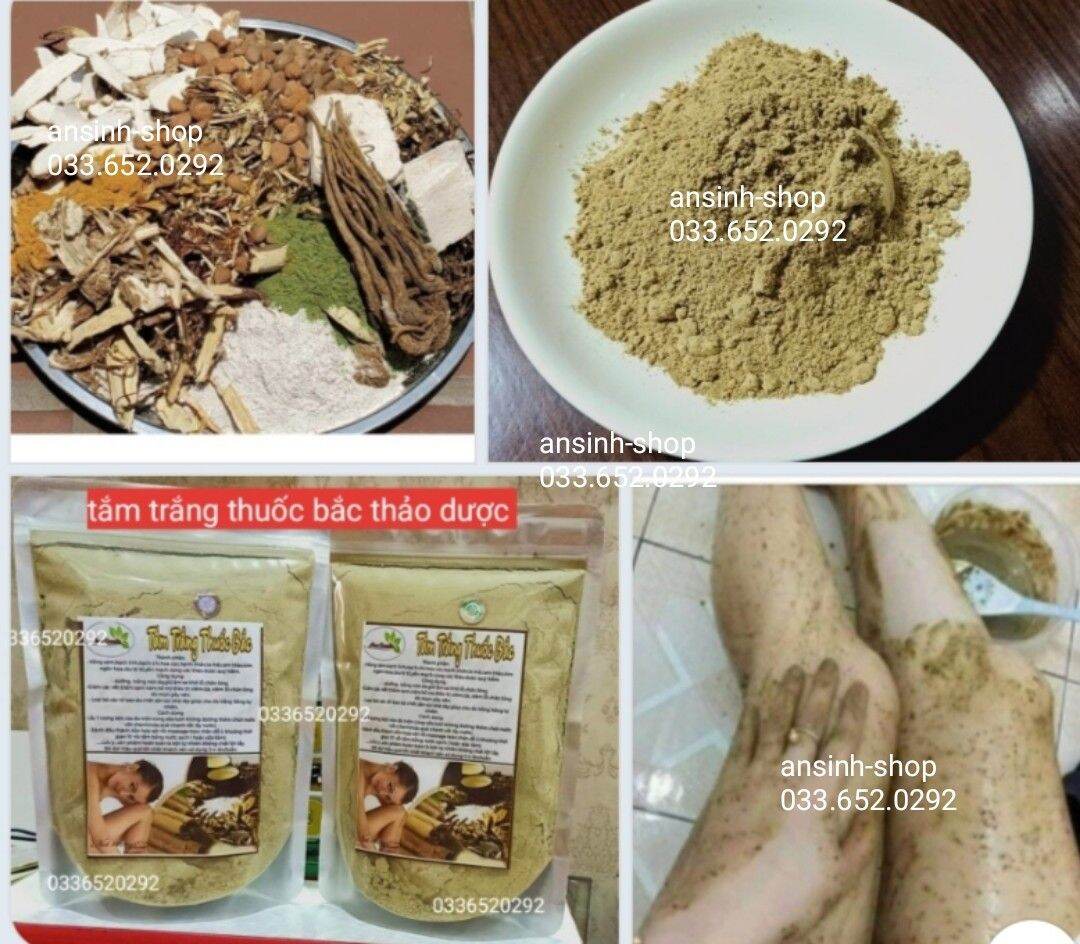 (tặng bộ trộn)1kg bột tắm trắng thuốcbắc thảo dược trắng da