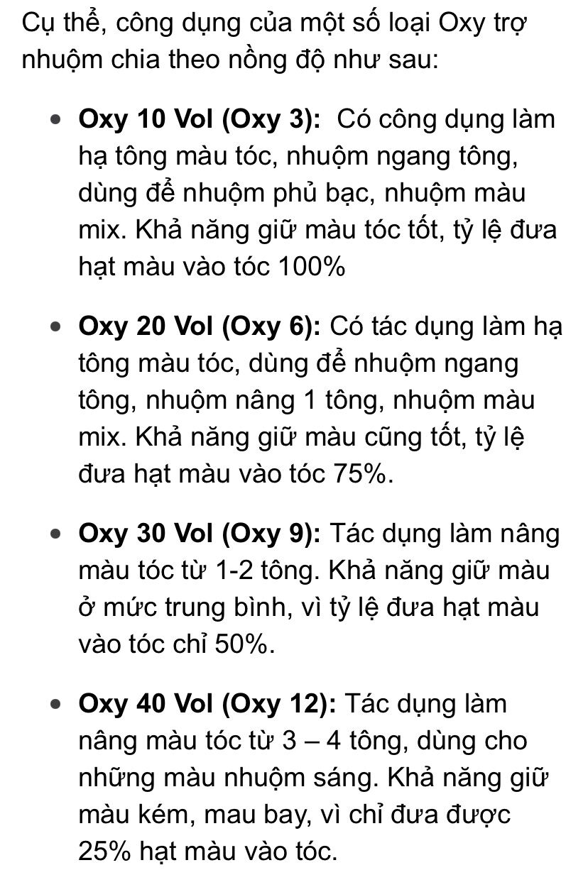Oxy trợ nhuộm 10 Vol (ô xi 3%) - Oxy Lavox chiết 100ml