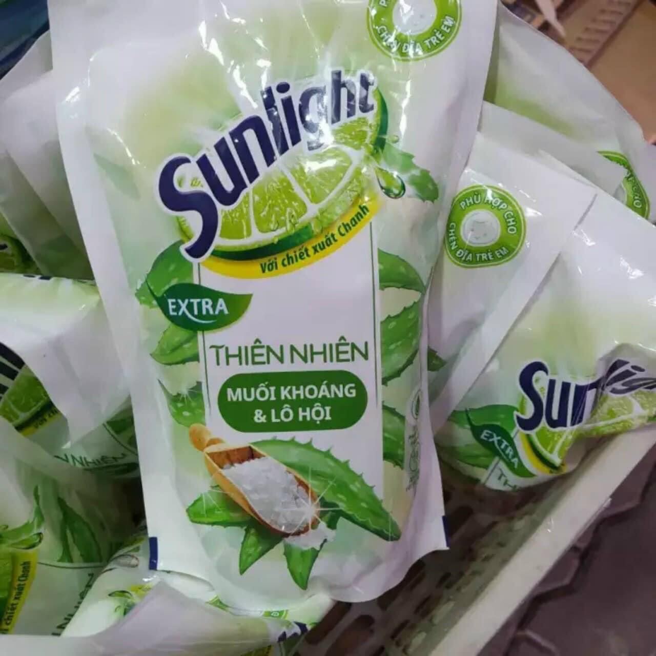 nước rửa chén sunlight túi muối khoáng& lô hội
