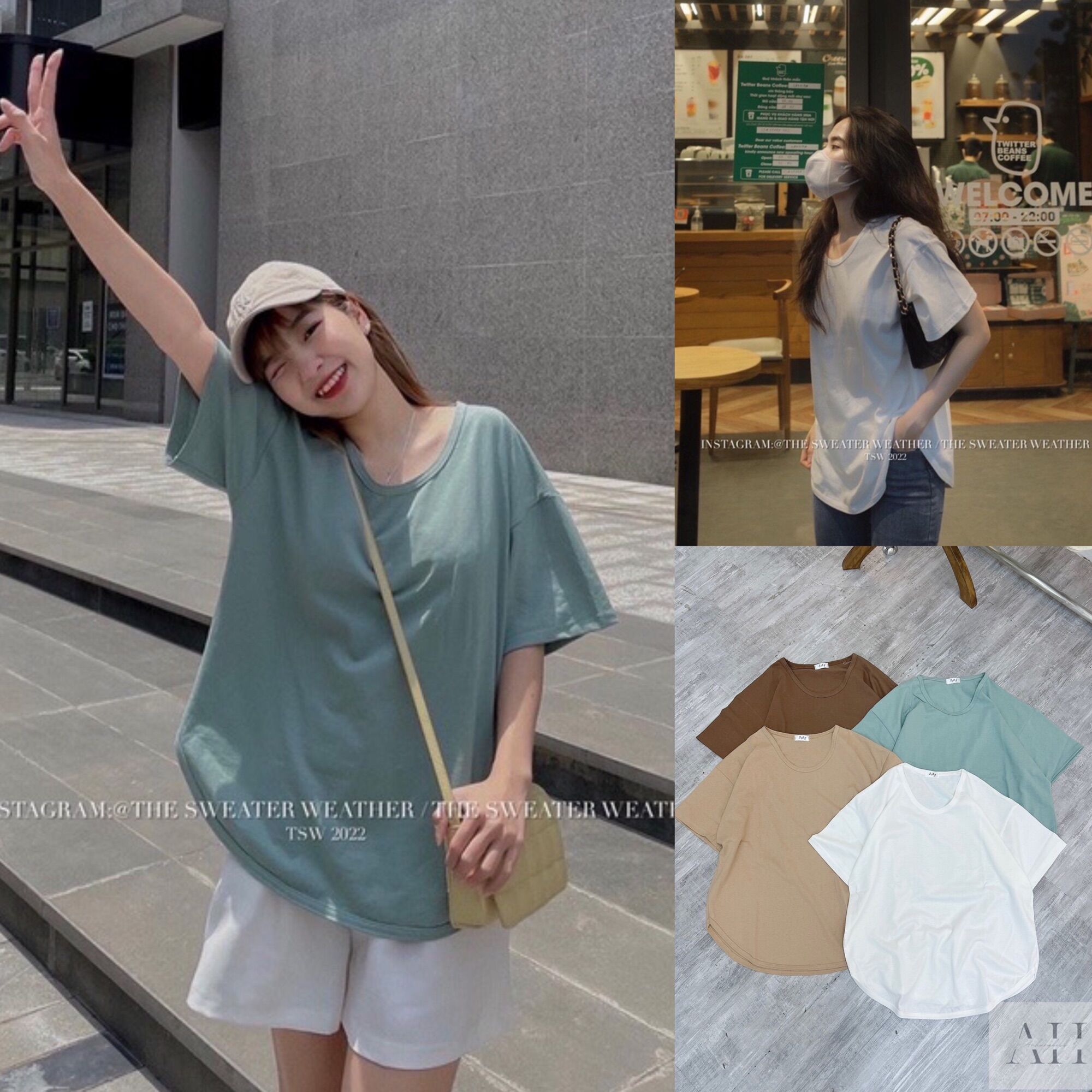 Áo thun cotton trơn cộc tay cổ tim đuôi tôm Freesize - Lumii