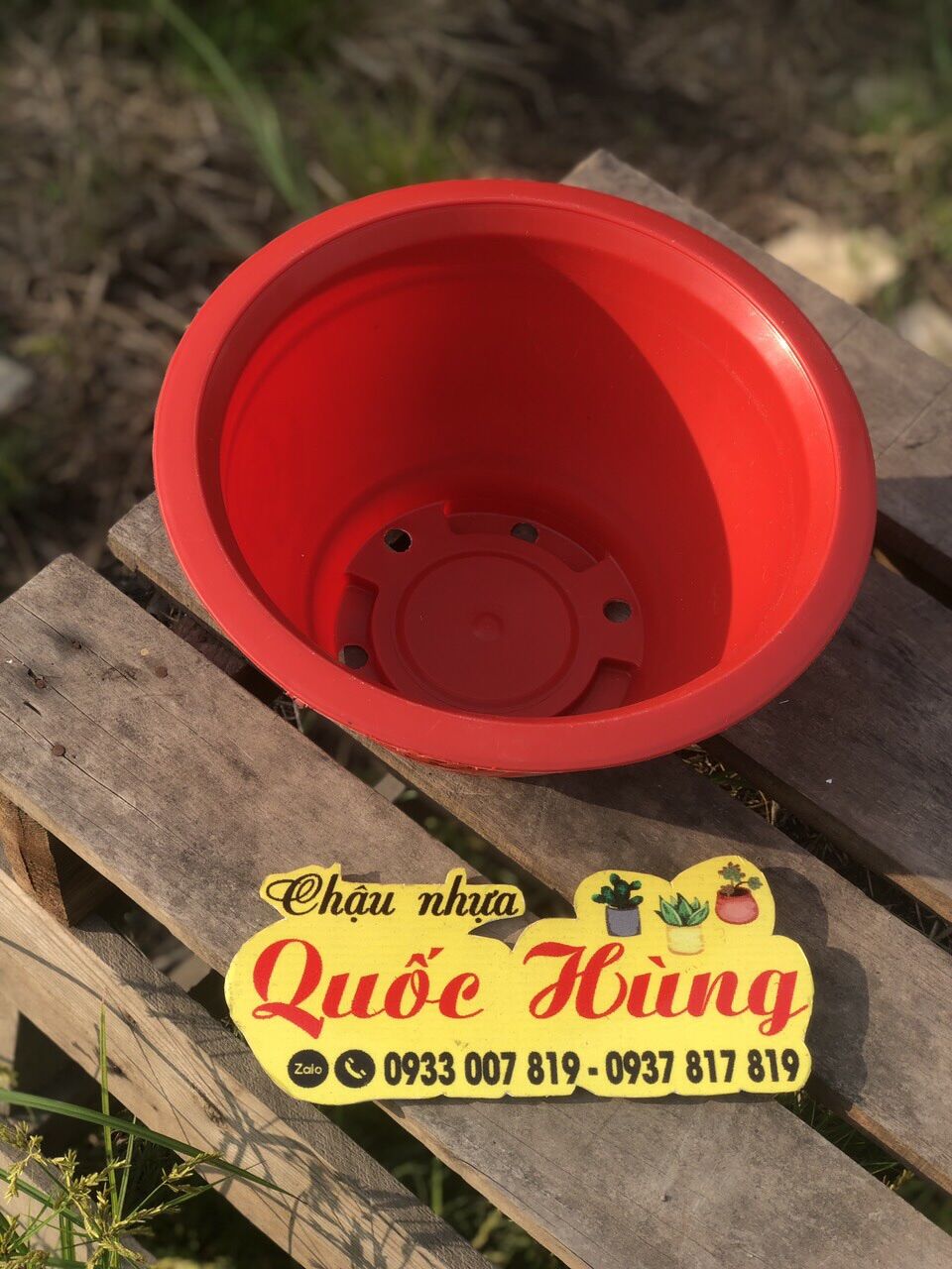 Combo 10 chậu truyền thống T38 giả đá đỏ Siêu dầy