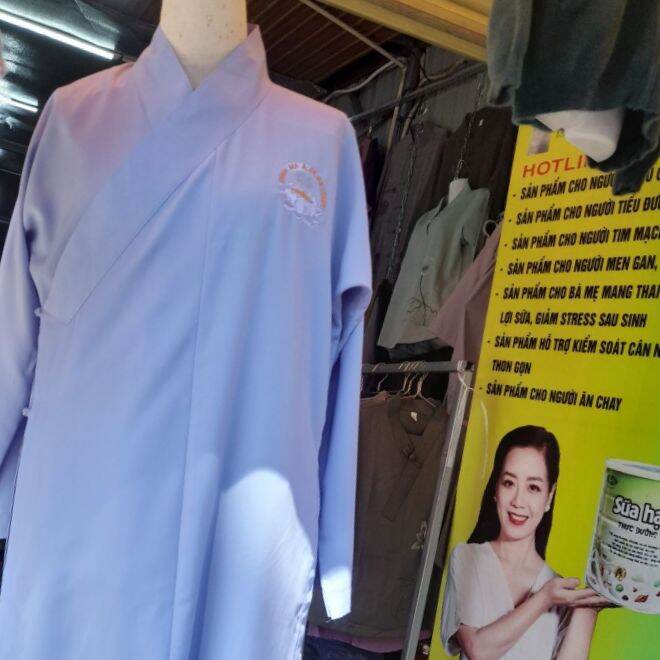 Áo Tràng Silk Lam thêu hoa sen siêu mát