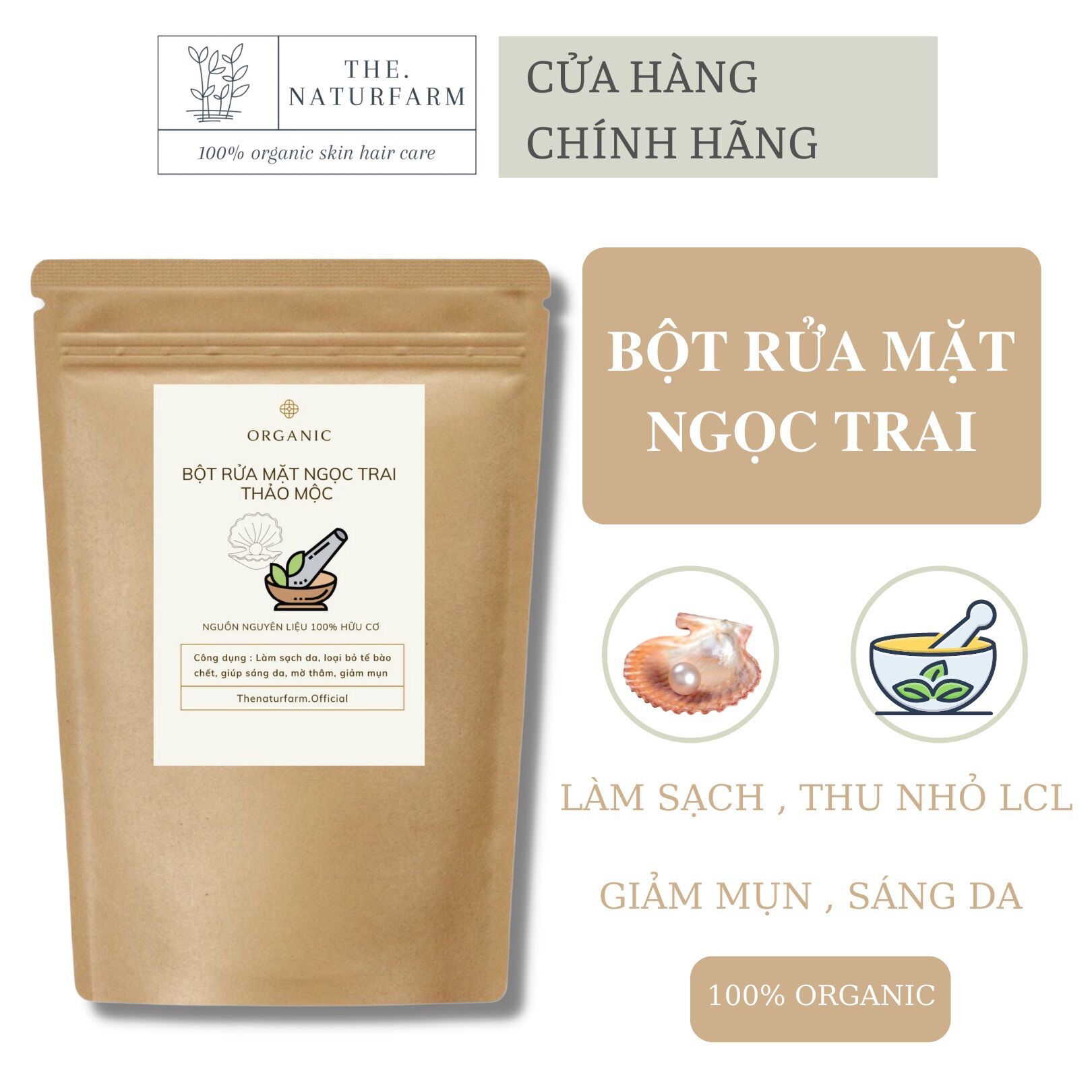 [HCM]Bột rửa mặt ngọc trai thảo mộc 100gr organic