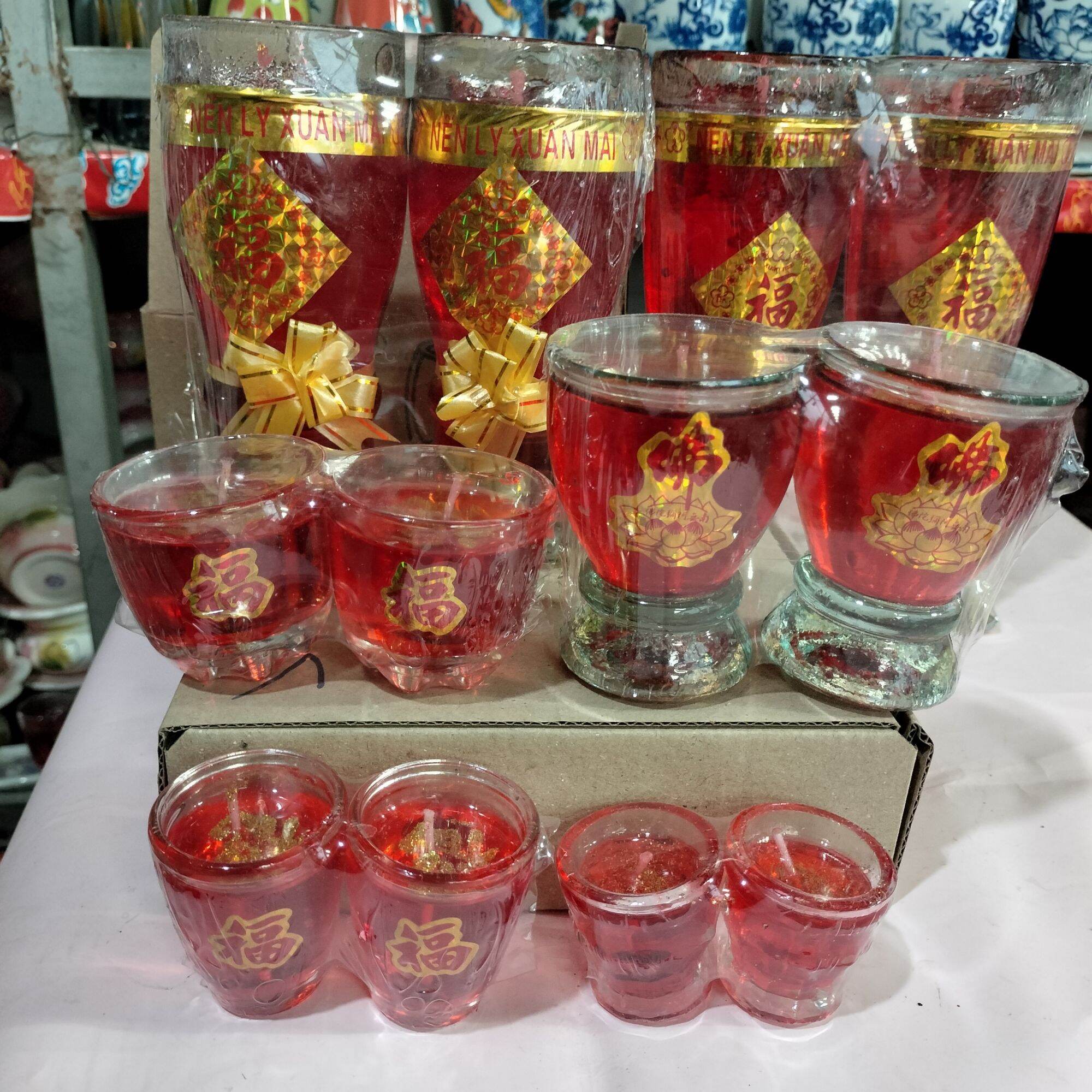 Cặp Đèn Cầy Ly Mắt Tre