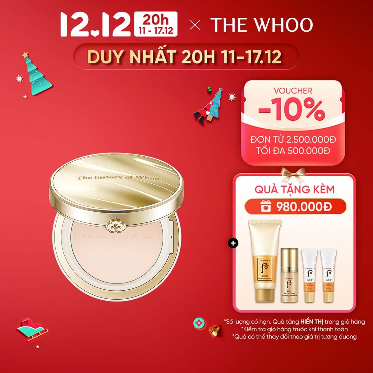 Phấn phủ Đông y dạng nén The history of Whoo Gongjinhyang Mi Two Way Pact SPF30/PA++ 13g