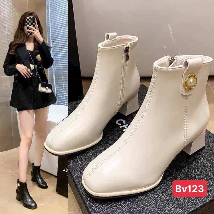 Bốt nữ da lì, gót vuông 5p bv123