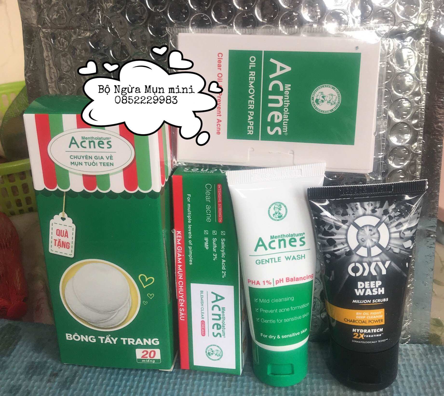 Combo 5 món acnes chăm sóc da mụn thâm 25g