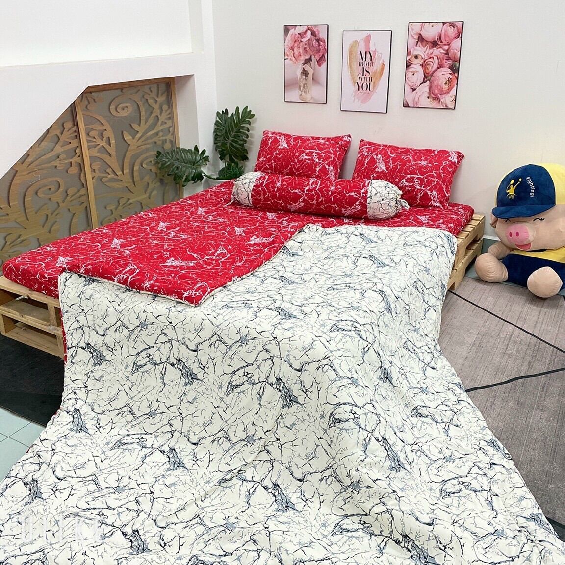 Bộ chăn ga áo gối 5 món THUN LẠNH HÀN QUỐC